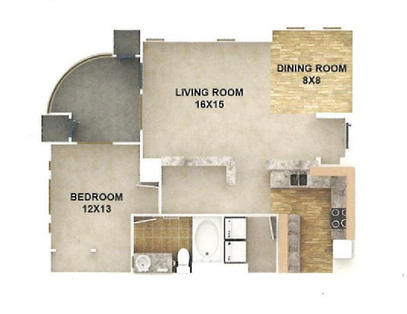 Inspirado 1 bed 1 bath 800 square feet floor plan
