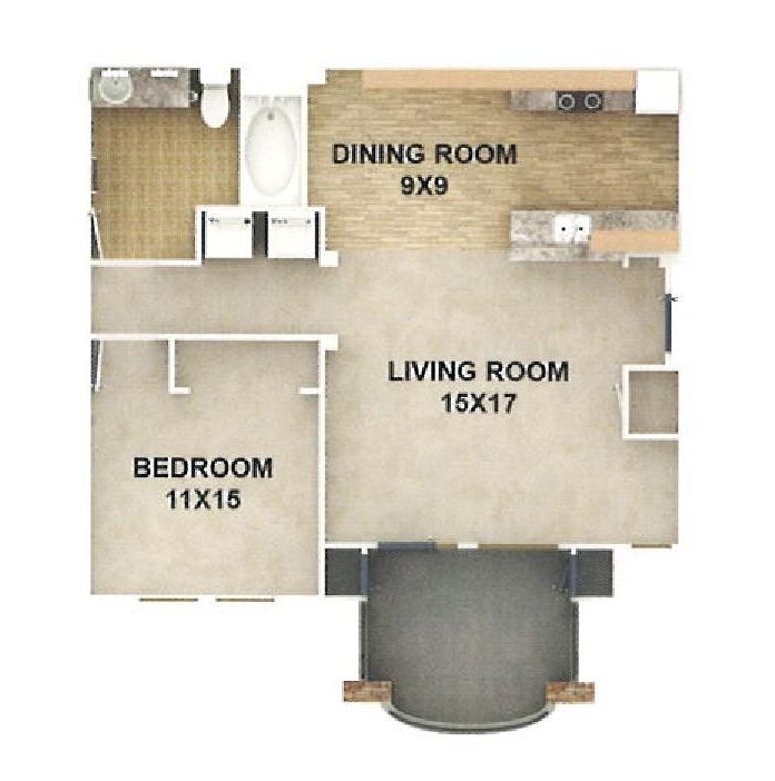 Inspirado 1 bed 1 bath 810 square feet floor plan
