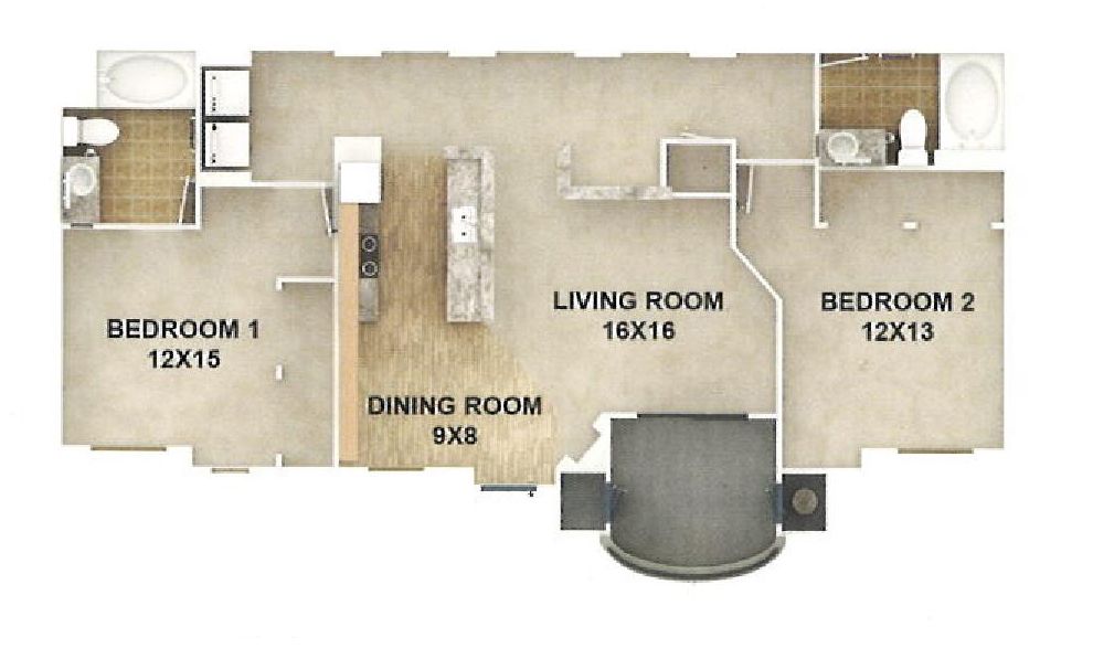 Inspirado 2 bed 2 bath 1189 square feet floor plan
