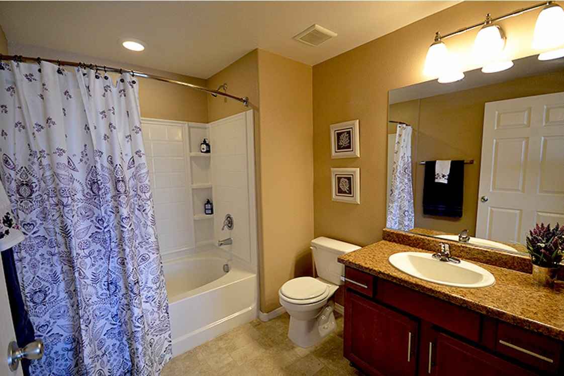 Apartment Bathroom Sink With Mirror And Shower Tub
