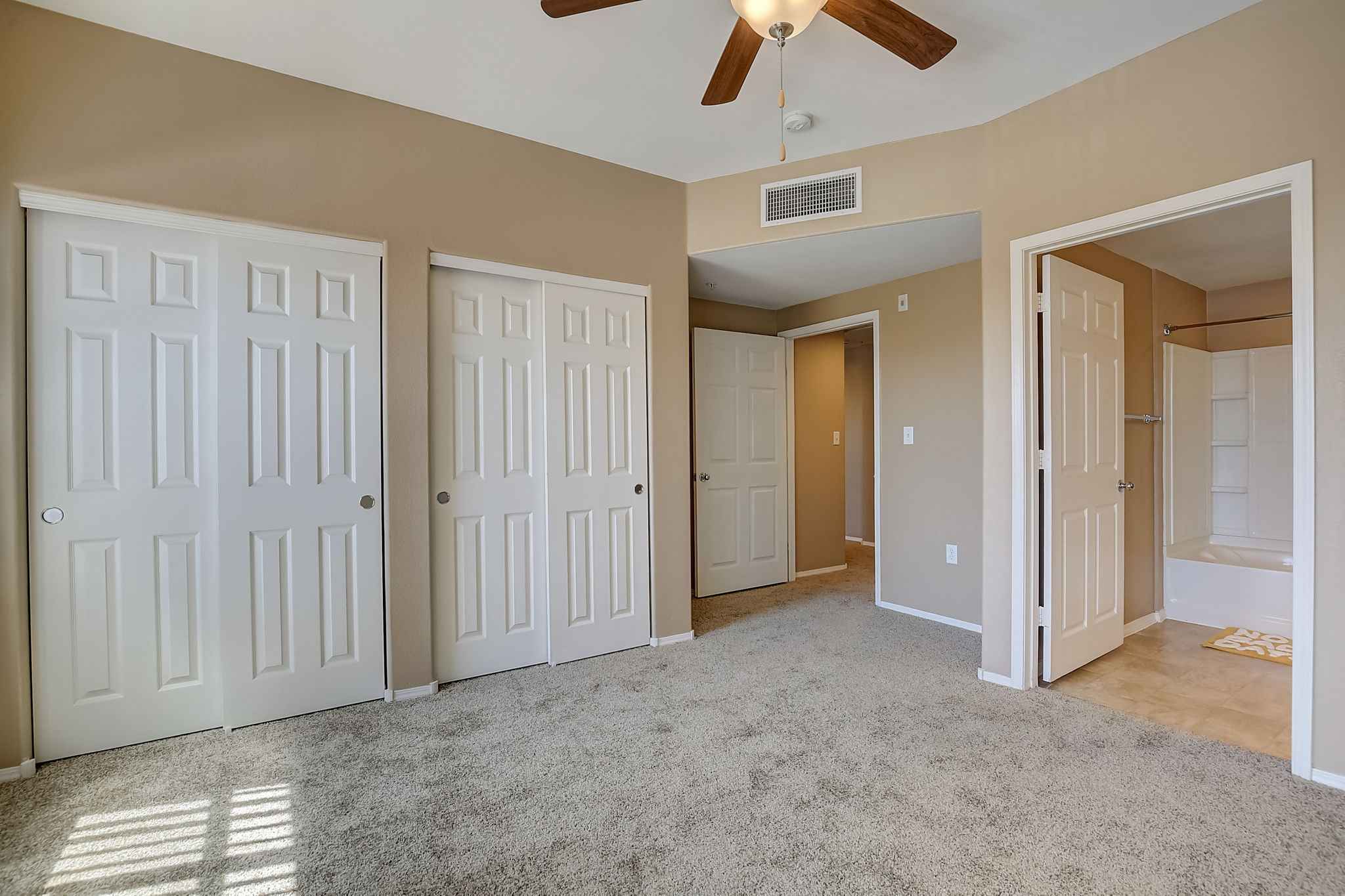 Apartment Master Bedroom Bathroom Dual Closets