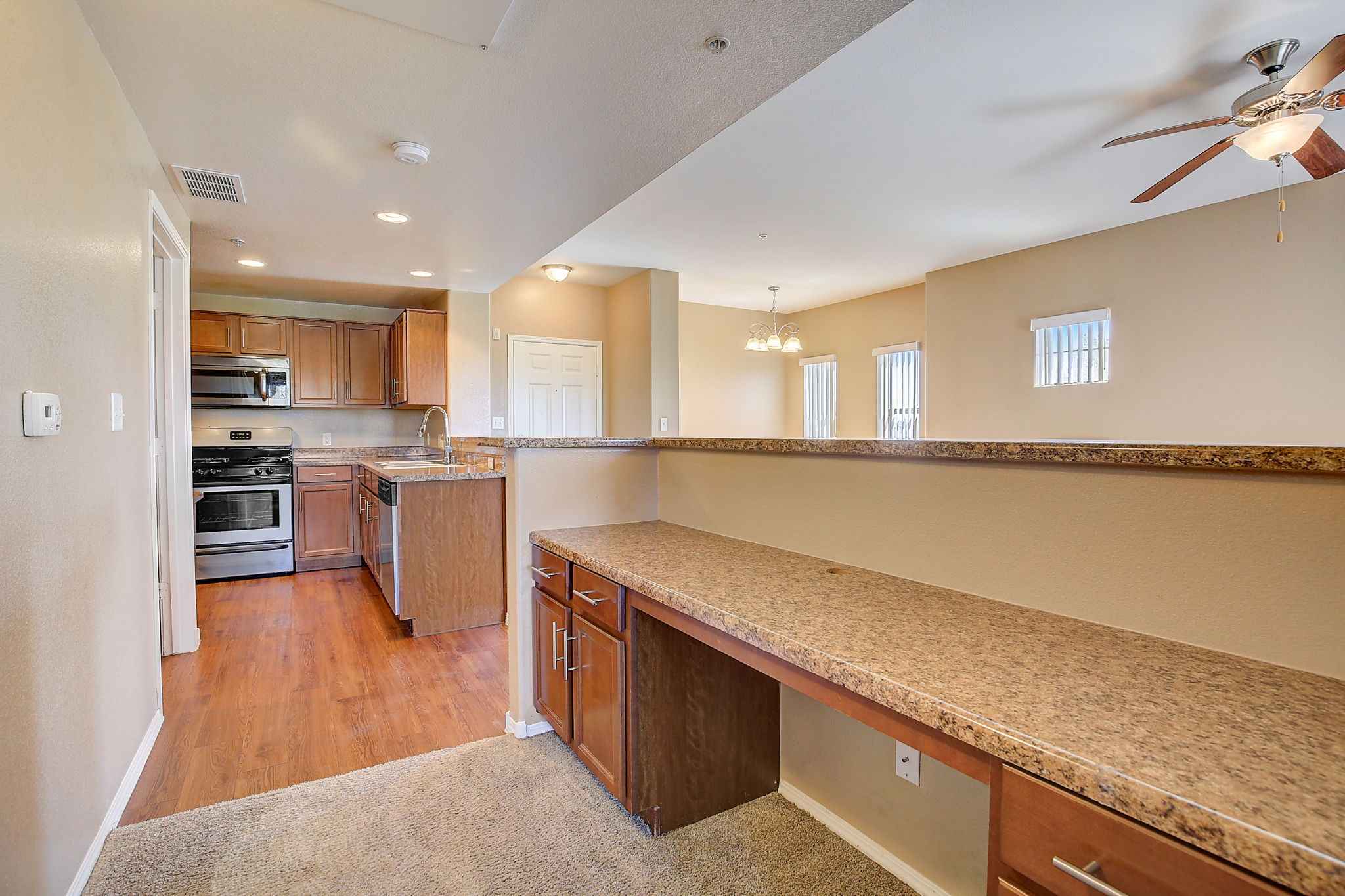Apartment Office Space Area And Kitchen